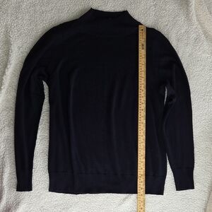 St. John Black Turtleneck Sweater with Ribbed Cuffs